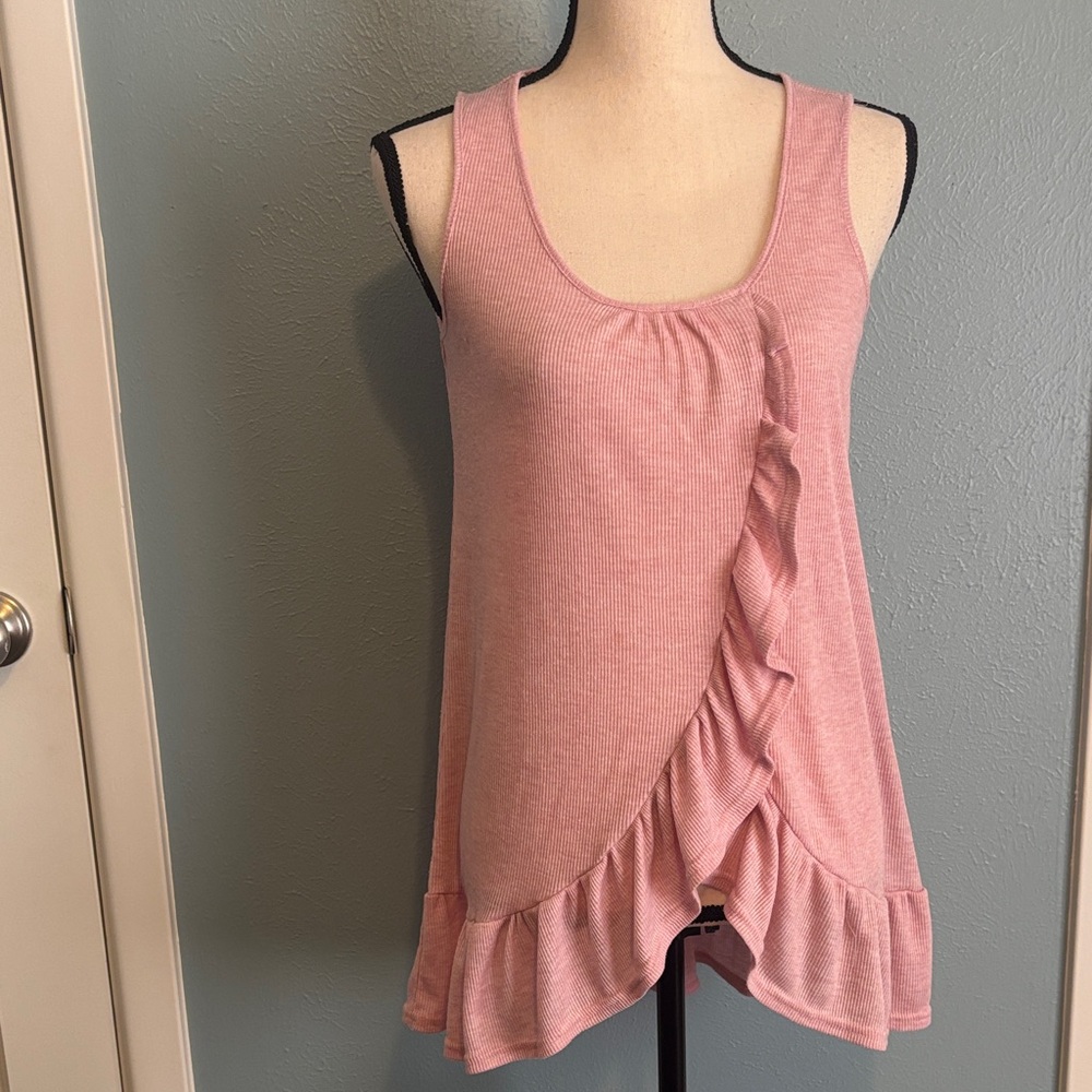 Polagram Dusty Pink Ruffle Tank Top